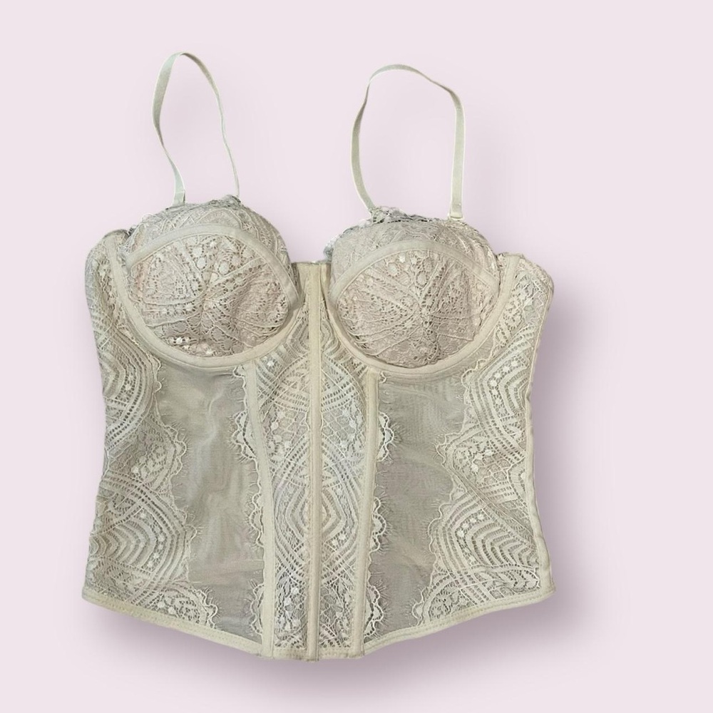 Garage chrishell lace & mesh bustier corset
